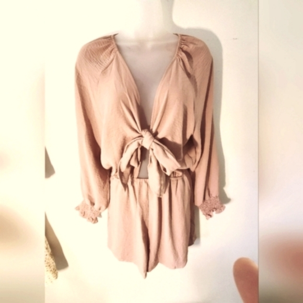 Amazon Essentials Pink Tie-Front Jumpsuit